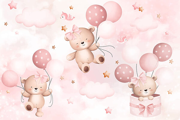 Groep teddyberen die ballonnen vasthouden Groep teddyberen die ballonnen vasthouden