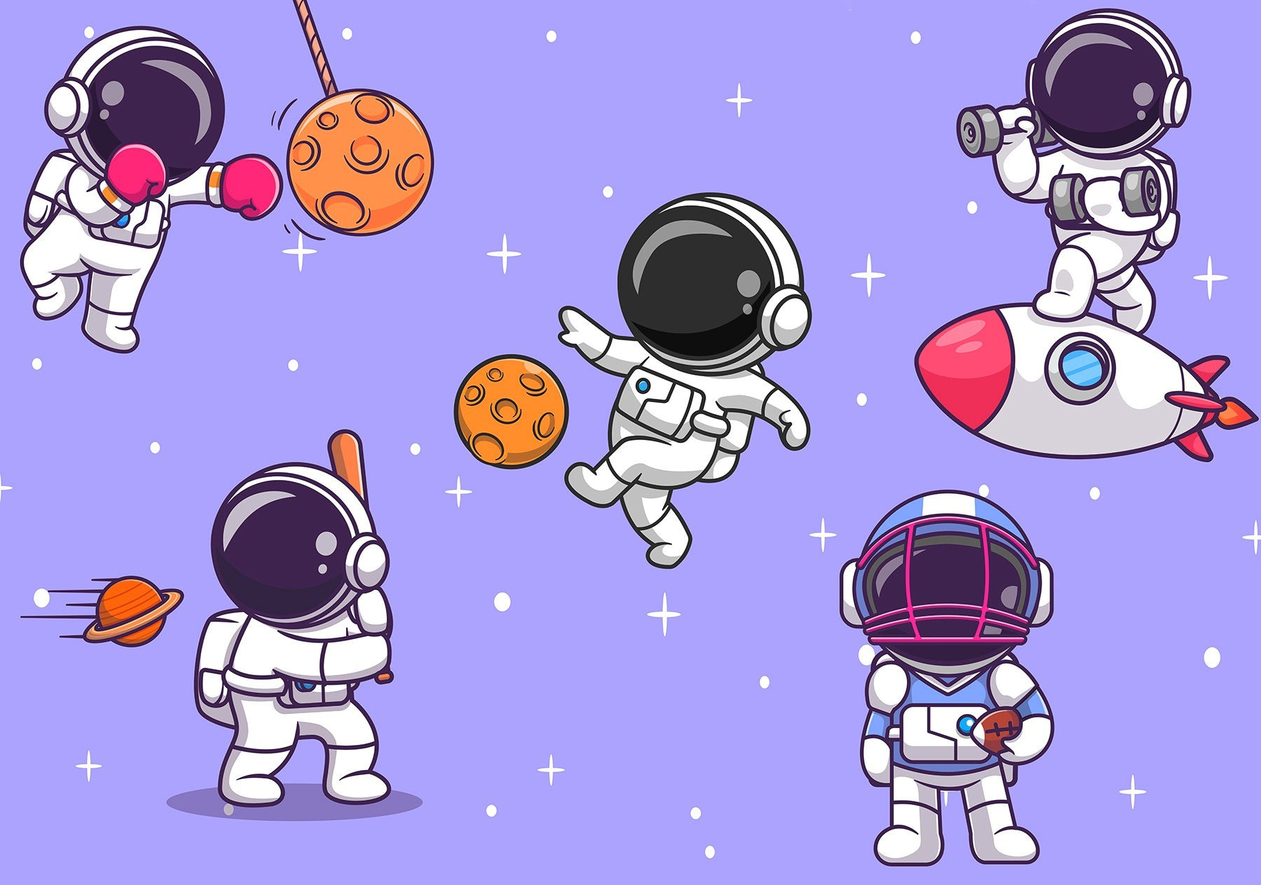 Cartoon of astronauts in space Cartoon of astronauts in space