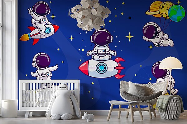 Cartoon astronaut in de ruimte Cartoon astronaut in de ruimte