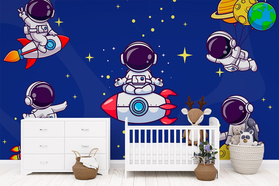 Cartoon astronaut in de ruimte Cartoon astronaut in de ruimte