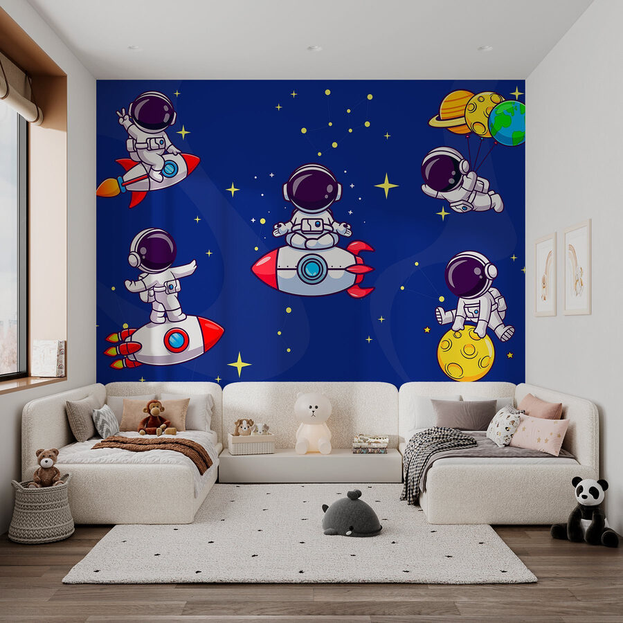 Cartoon astronaut in de ruimte Cartoon astronaut in de ruimte