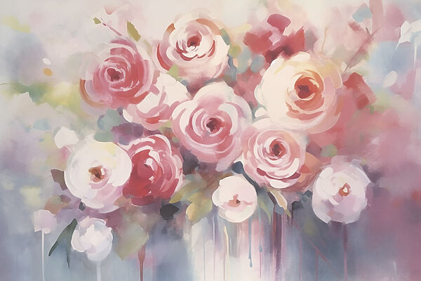 Schilderij van bloemen op een wit oppervlak Schilderij van bloemen op een wit oppervlak
