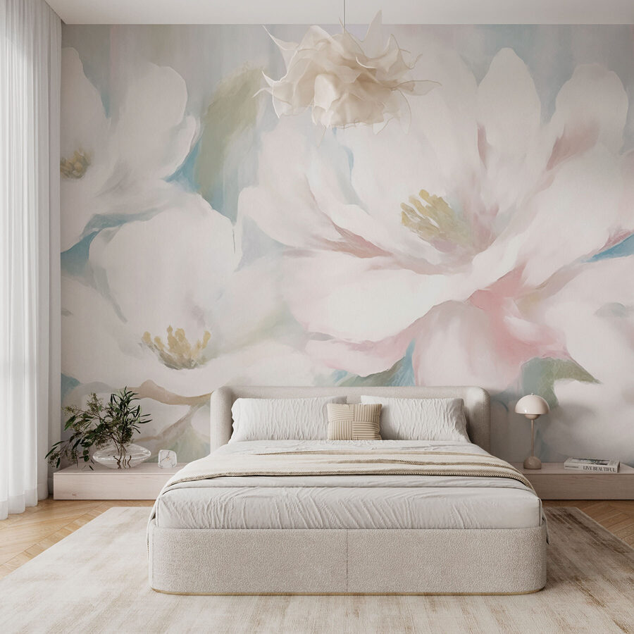 Schilderij van witte bloemen