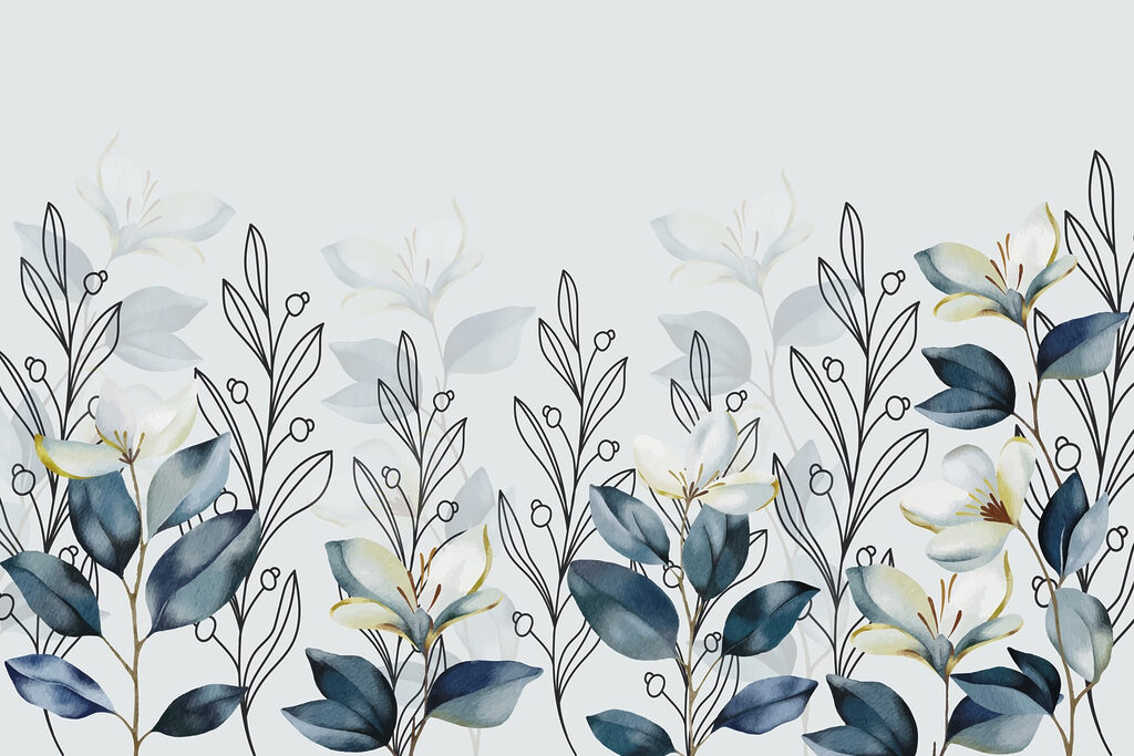 Delicate botanical design in soft hues