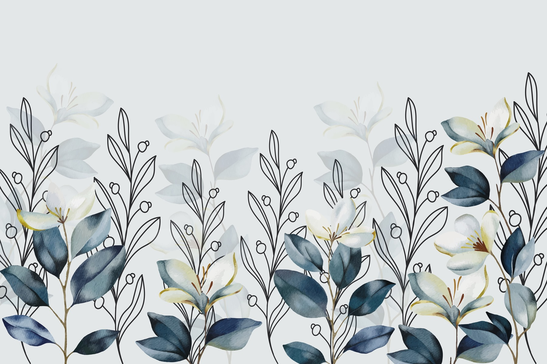Delicate botanical design in soft hues