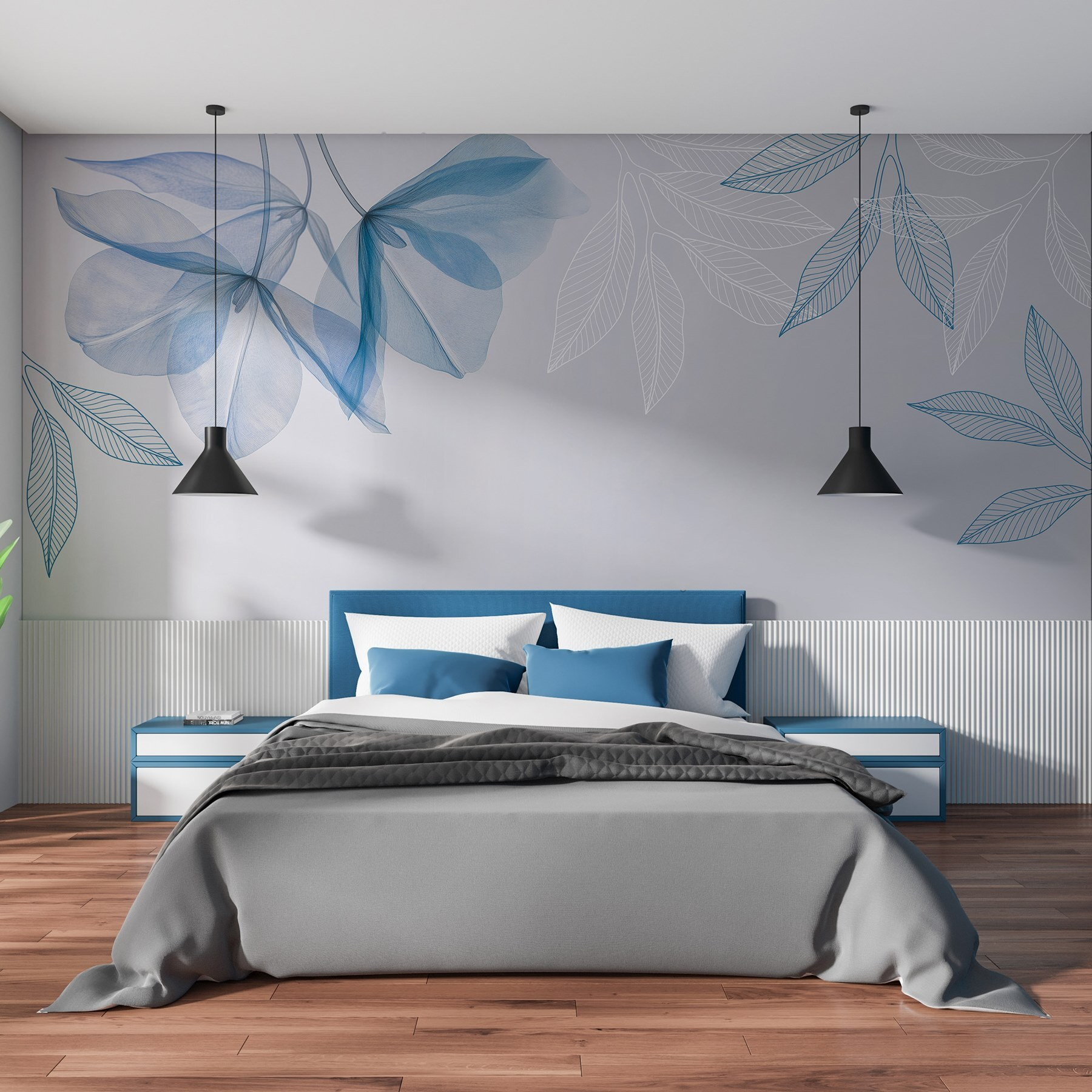 Blue and white leaves Blue and white leaves