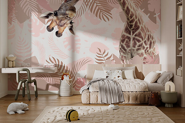 Giraffe met een patroon van bladeren Giraffe met een patroon van bladeren