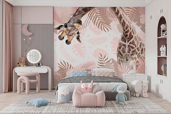 Giraffe met een patroon van bladeren Giraffe met een patroon van bladeren