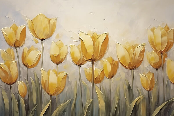 Schilderij van gele bloemen Schilderij van gele bloemen