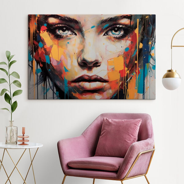 Schilderij van een vrouw’s gezicht Schilderij van een vrouw’s gezicht