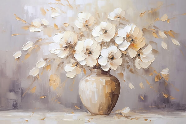 Schilderij van bloemen in een vaas Schilderij van bloemen in een vaas