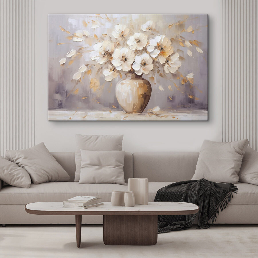 Schilderij van bloemen in een vaas Schilderij van bloemen in een vaas