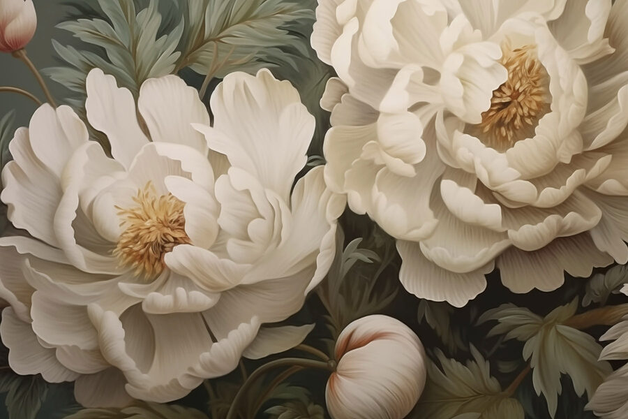 Elegante bloemen in zachte tinten.