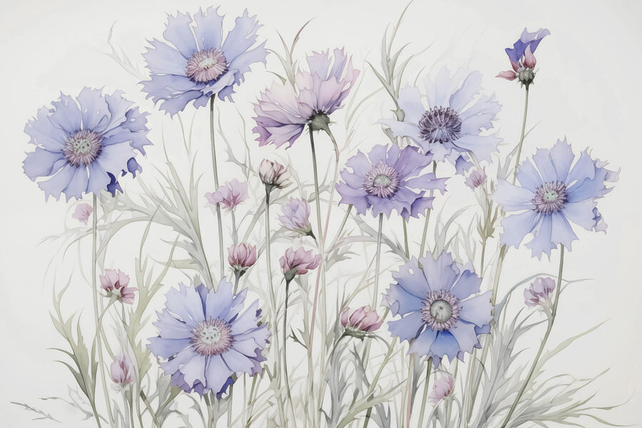 Schilderij van bloemen op een witte achtergrond