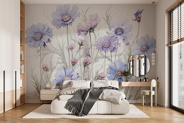 Schilderij van bloemen op een witte achtergrond Schilderij van bloemen op een witte achtergrond