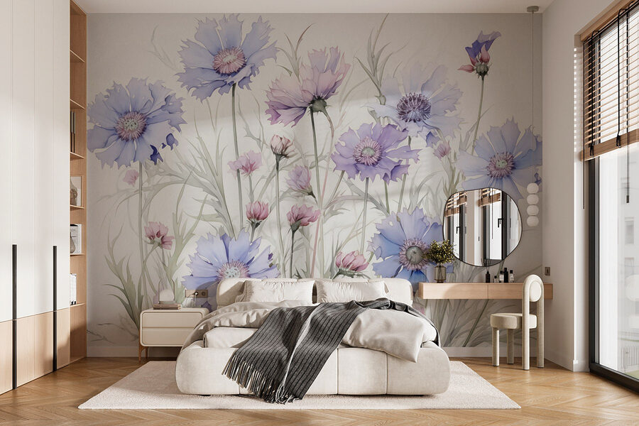 Schilderij van bloemen op een witte achtergrond
