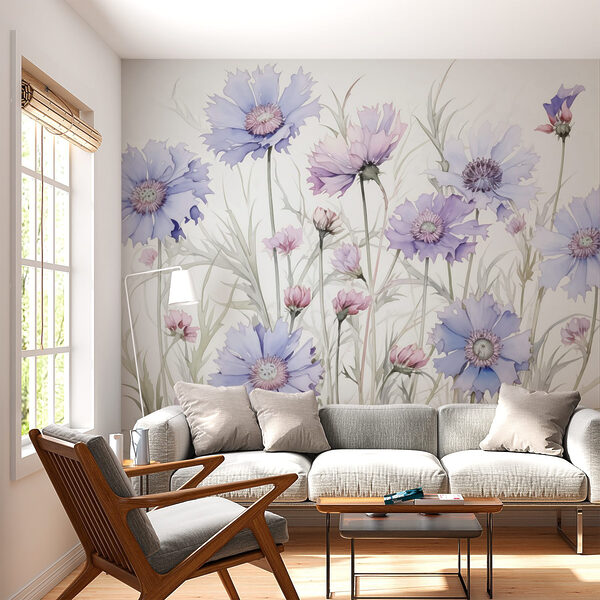 Schilderij van bloemen op een witte achtergrond Schilderij van bloemen op een witte achtergrond