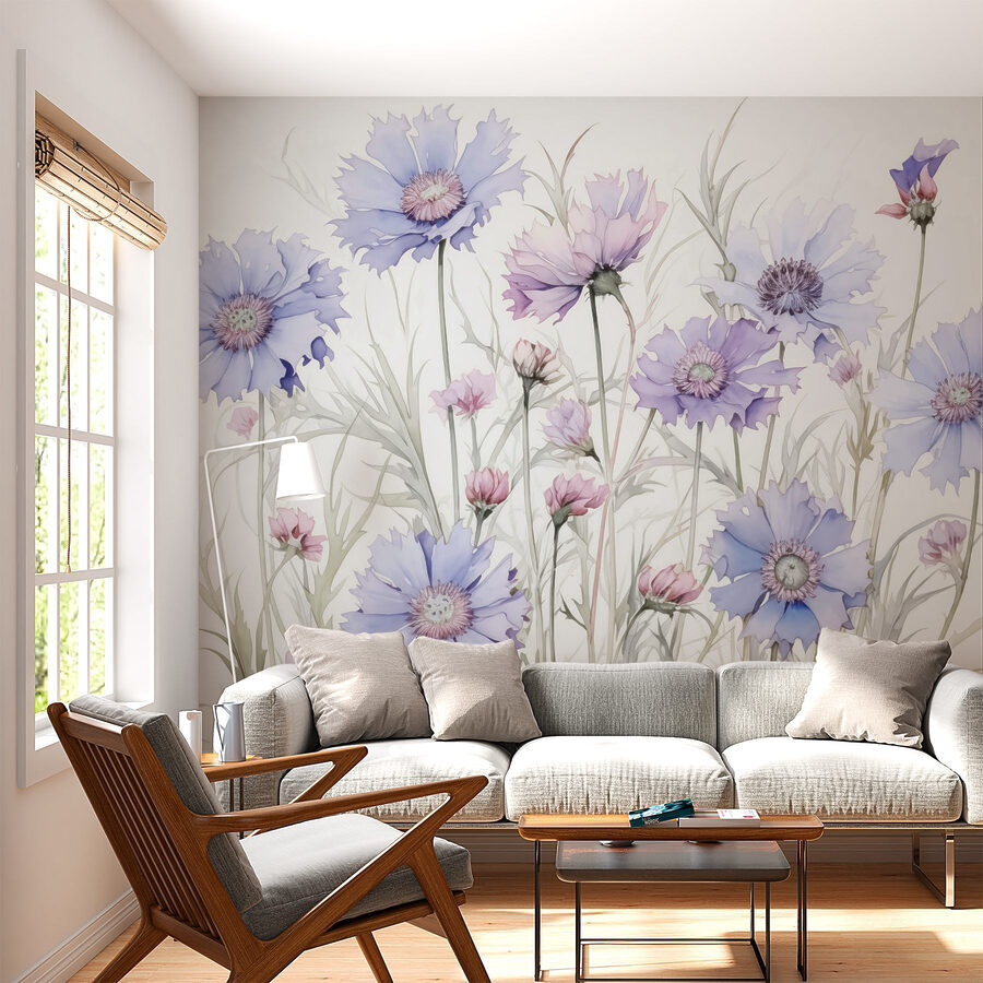 Schilderij van bloemen op een witte achtergrond