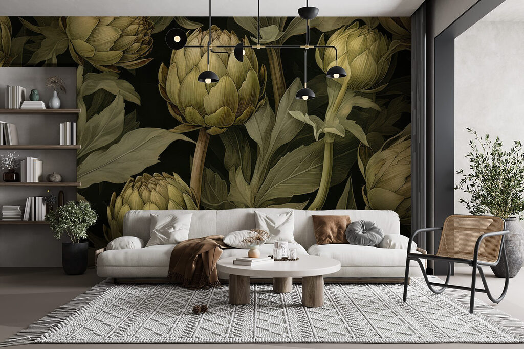 Artichokes with leaves and stems on a black background Artichokes with leaves and stems on a black background