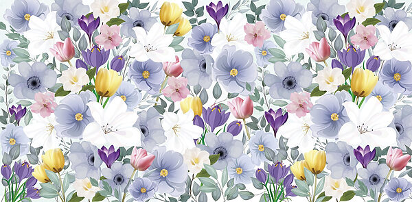 Groep bloemen met bladeren Groep bloemen met bladeren