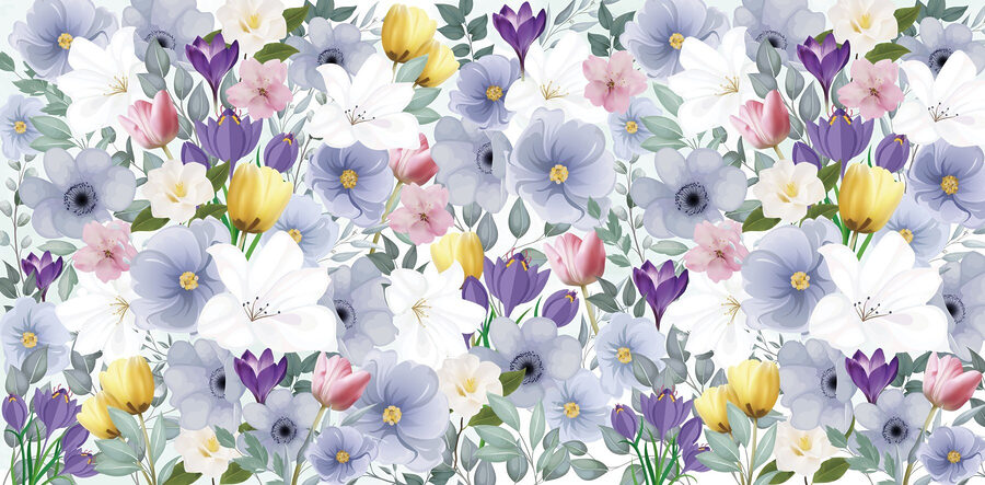 Groep bloemen met bladeren