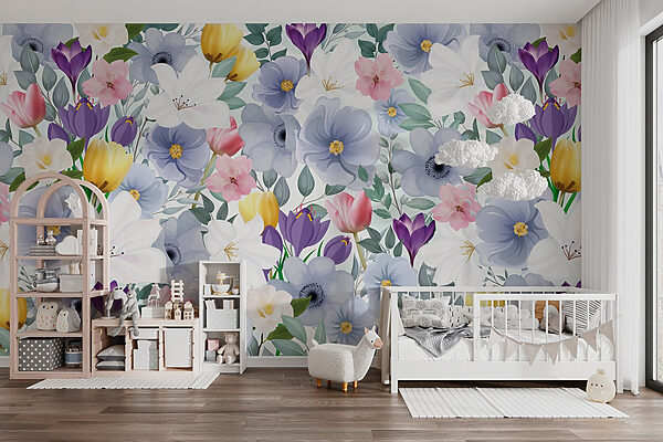 Groep bloemen met bladeren Groep bloemen met bladeren