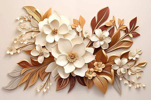 Groep witte en bruine bloemen Groep witte en bruine bloemen