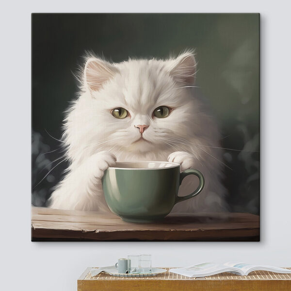 Kat met kopje Canvas Schilderijen Kat met kopje