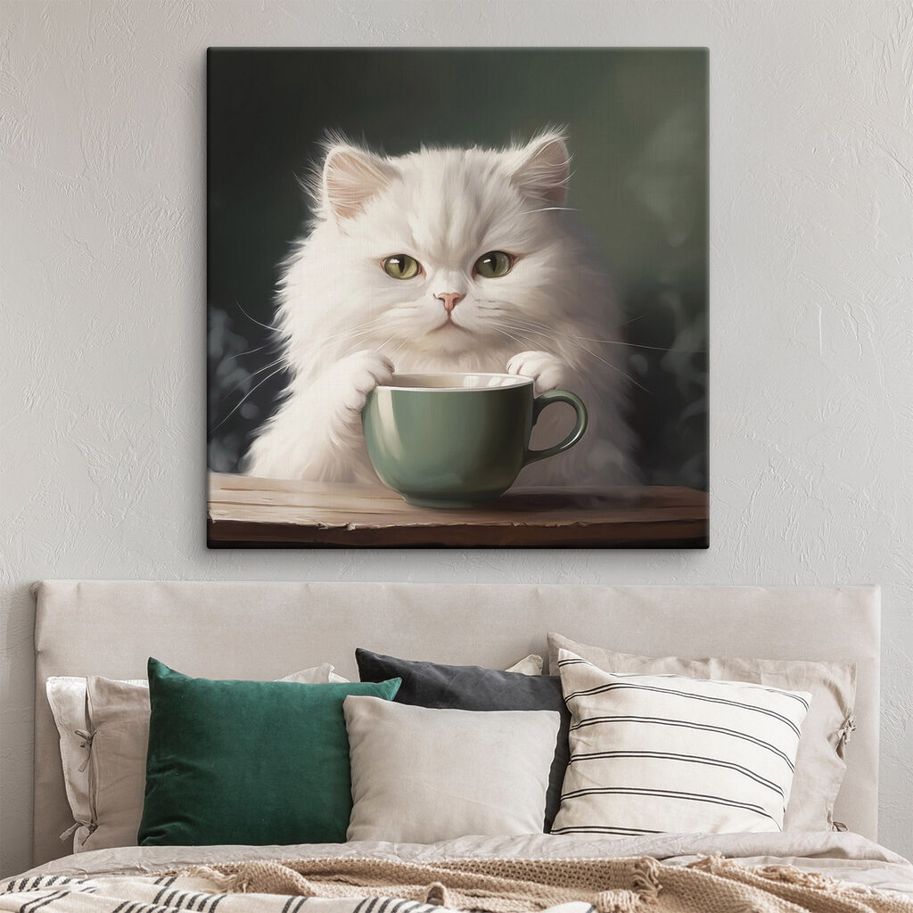 Cat holding a cup