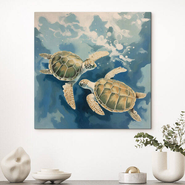 Paar schildpadden zwemmend in water Paar schildpadden zwemmend in water