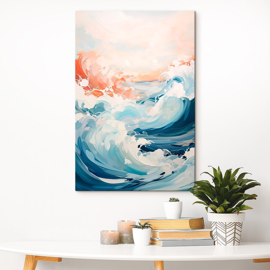 Schilderij van golven in de oceaan