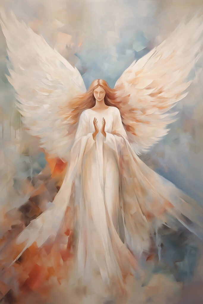 Painting of a woman with wings