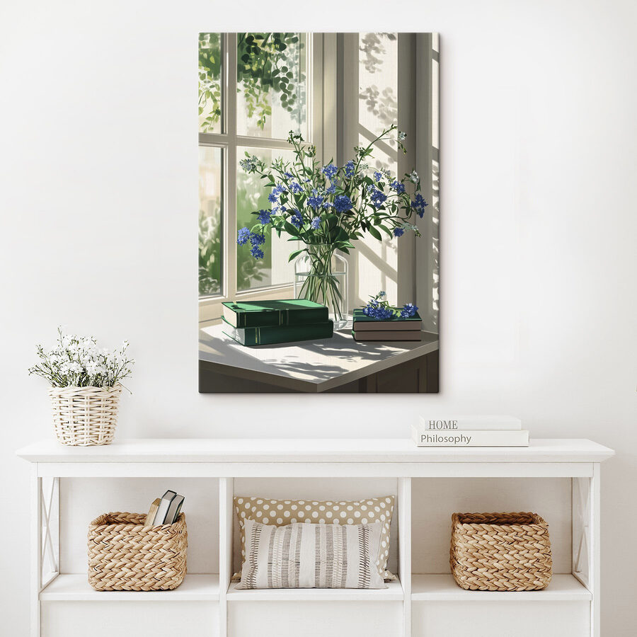 Vaas met bloemen voor een raam Vaas met bloemen voor een raam