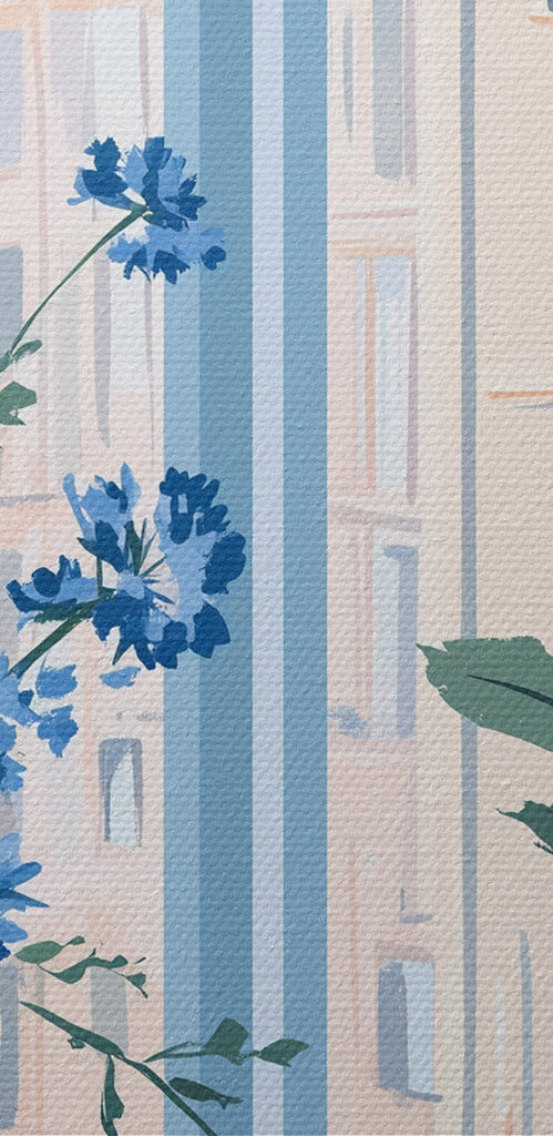 Window with flowers and candles