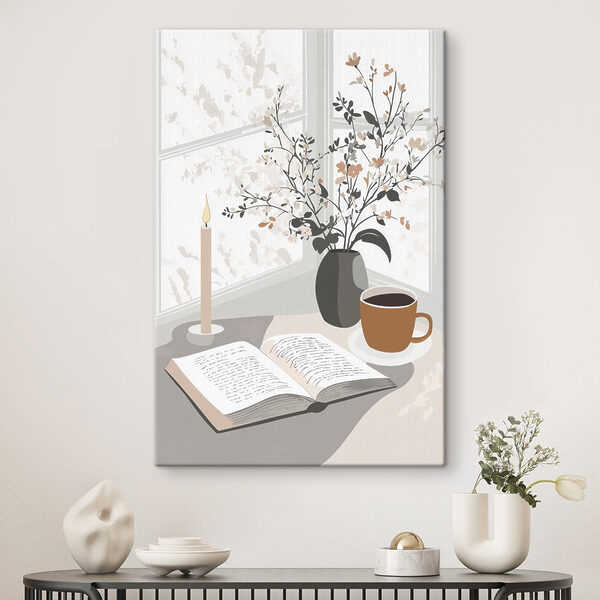 Boek en een kop koffie op een tafel Boek en een kop koffie op een tafel