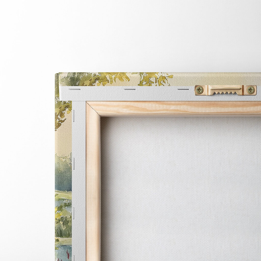 Watercolor painting of a table with potted plants on it