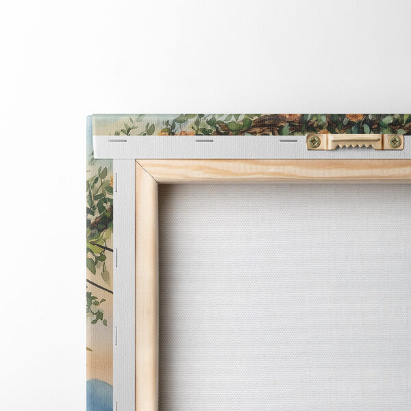 Schilderij van stoelen en een meer Schilderij van stoelen en een meer
