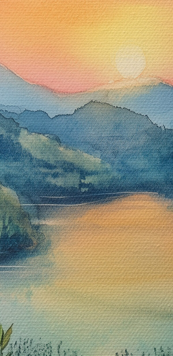 Schilderij van stoelen en een meer Schilderij van stoelen en een meer