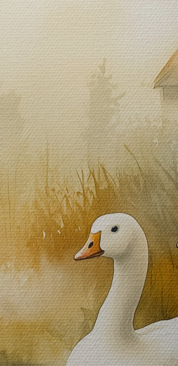 Aquarel van ganzen in een vijver Aquarel van ganzen in een vijver