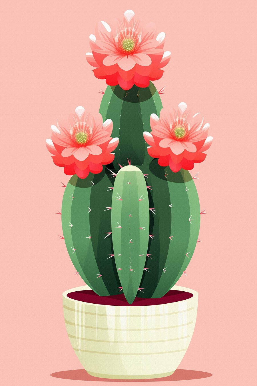 Cactus met roze bloemen Cactus met roze bloemen