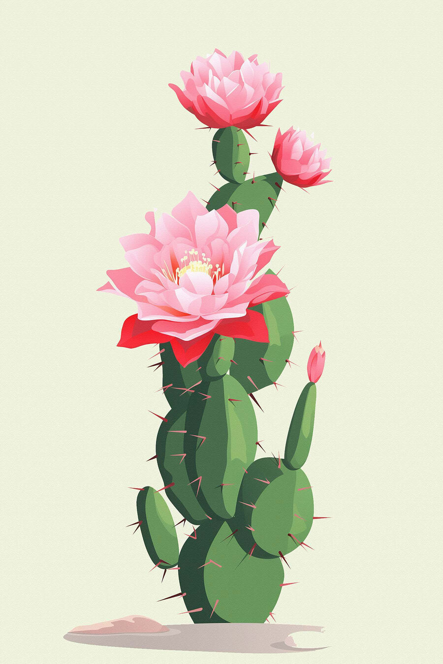 Cactus met roze bloemen