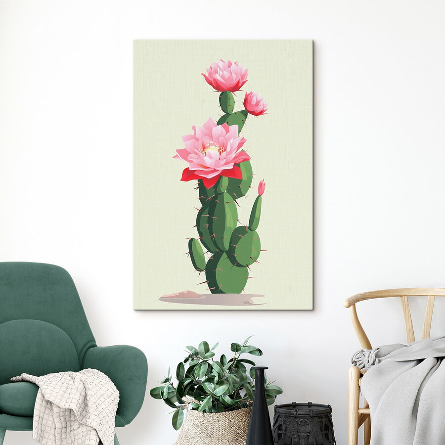 Cactus met roze bloemen