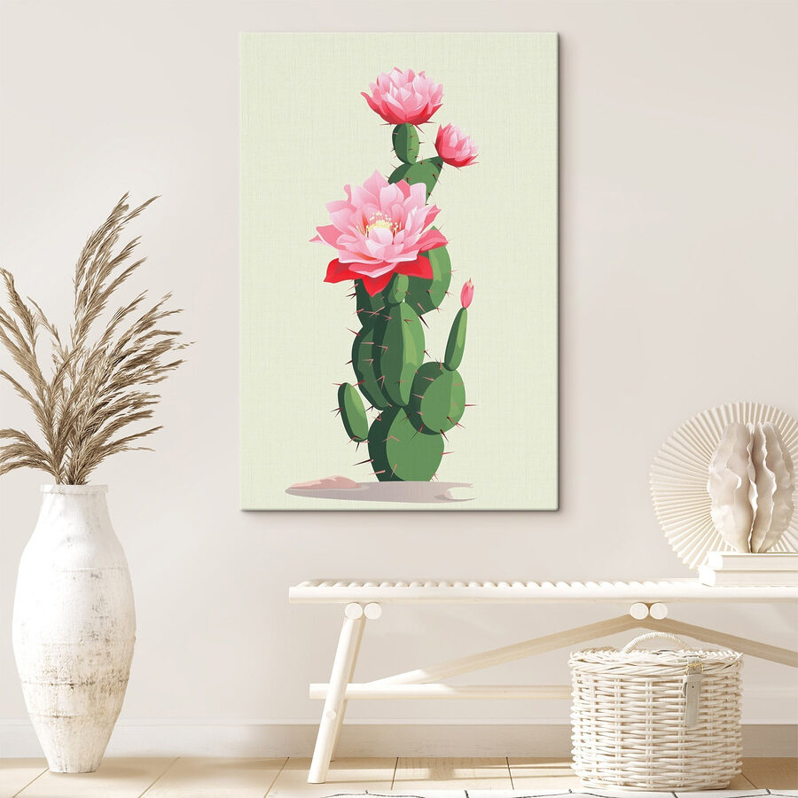 Cactus met roze bloemen
