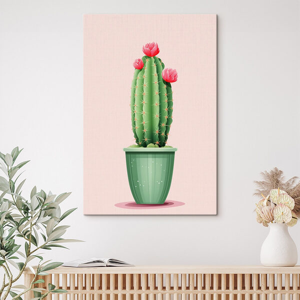 Cactus met bloemen in een pot Cactus met bloemen in een pot