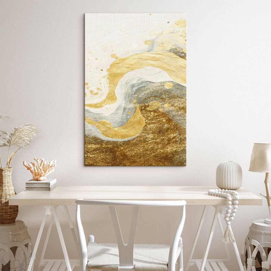 Abstracte golven in zachte pasteltinten.
