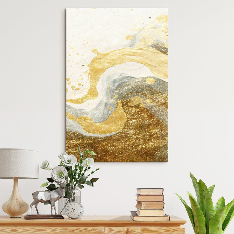 Abstracte golven in zachte pasteltinten.