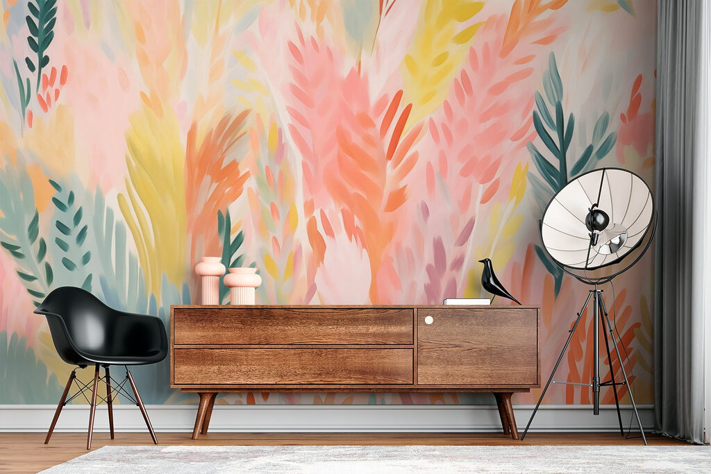 Colorful leaves on a white surface