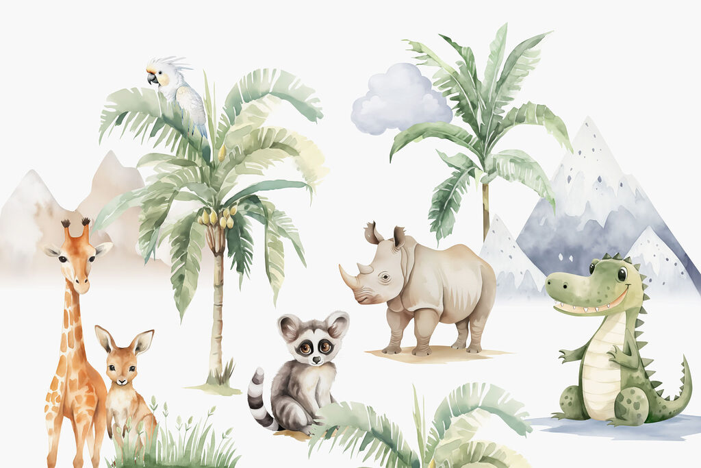 Groep dieren in een bos Groep dieren in een bos