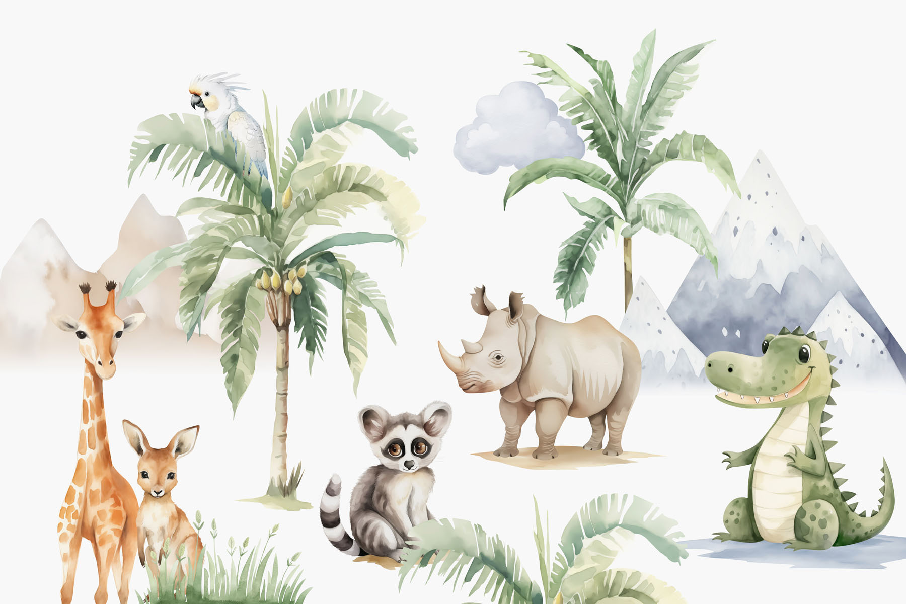 Group of animals in a forest Group of animals in a forest