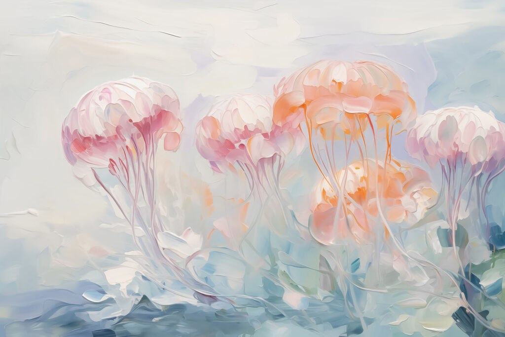 Schilderij van roze bloemen Schilderij van roze bloemen